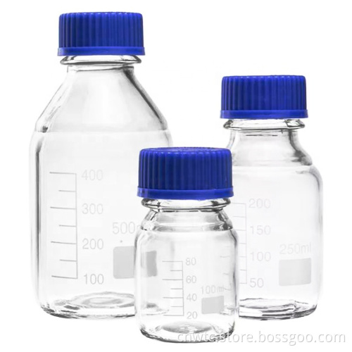 High BORO Silicone 3.3 Glass Reagent/Media Bottle with Blue Screw Cap: 100-20000ml Laboratory Glassware